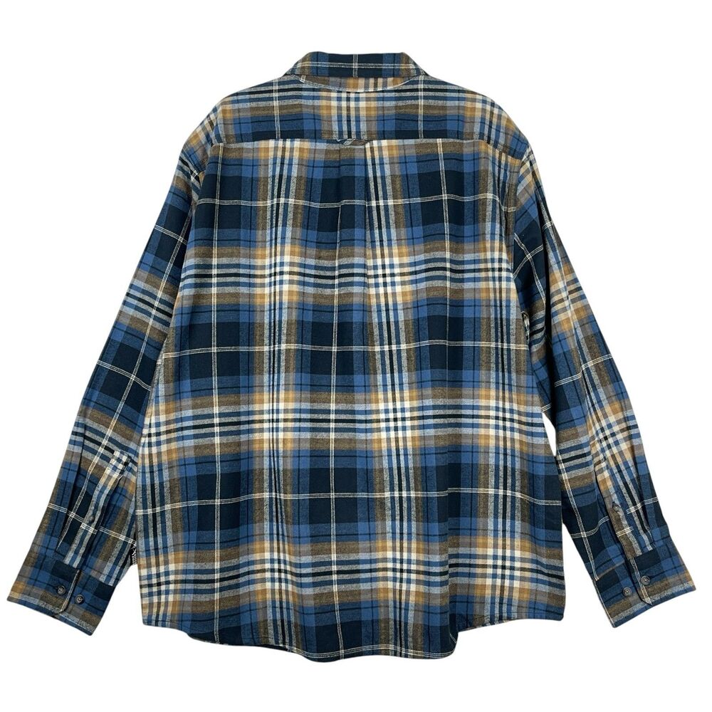 Eddie Bauer Men’s Flannel Shirt XXL Blue Brown Plaid Long Sleeve Button-Up NWT - Picture 6 of 11